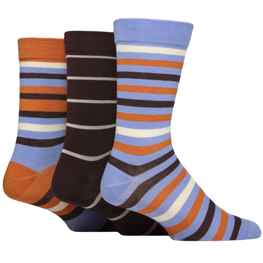X983 Comfort Cuff Bamboo Striped Socks (Crisp Winter)