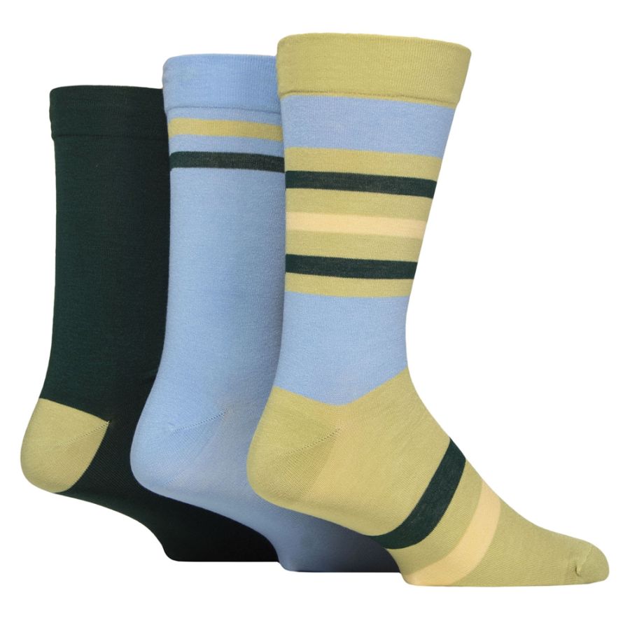 X985 Comfort Cuff Bamboo Striped Socks (Avocado)