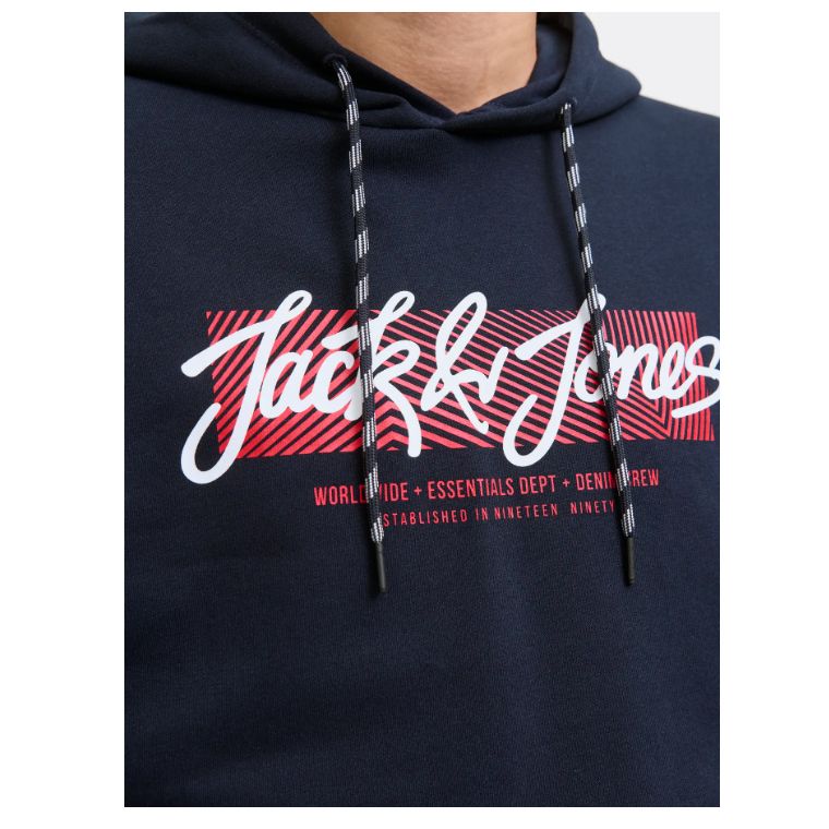 D6805 Jack & Jones Printed Hoodie (Navy)