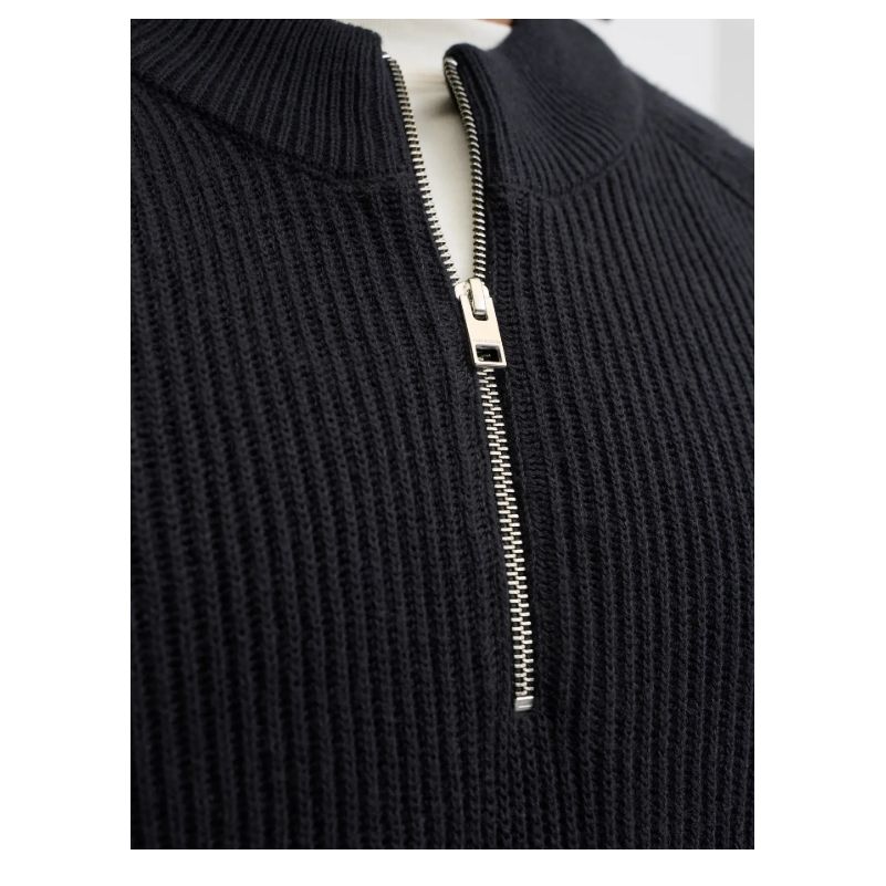 E1084 Jack & Jones Plain 1/4 Zip Jumper (Black)