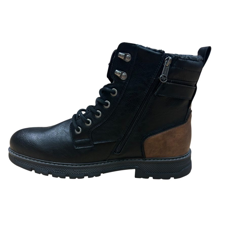 H1966 Mustang Plain Lace Up Buckle Boot (Black)