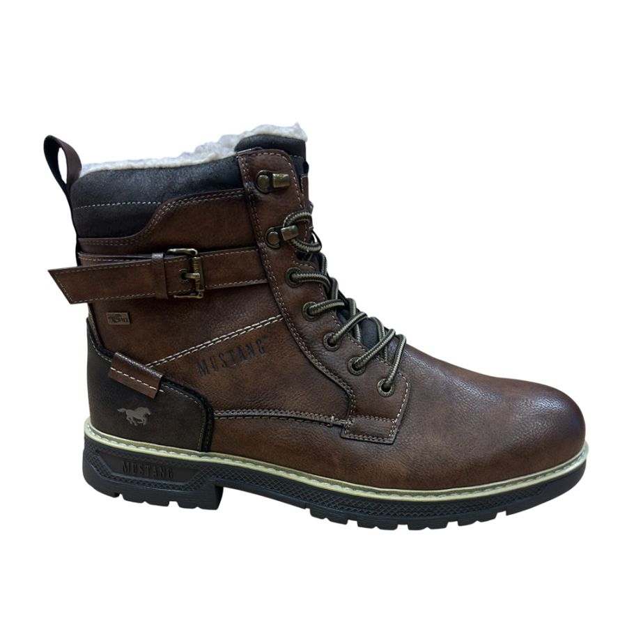 H1966 Mustang Plain lace Up Boot with Buckles (Brown)