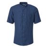 A11719 Casamoda S/S Grandad Collar Linen Shirt (Navy)