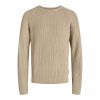 E1100 Jack & Jones Pannel Knit Crew Neck Jumper (Stone)