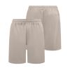 F1558 D555 Elastic Waist Stretch Shorts (Stone)