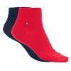 X886 Tommy Hilfiger Quarter Sock (2 Pair Pack, Red/Navy)